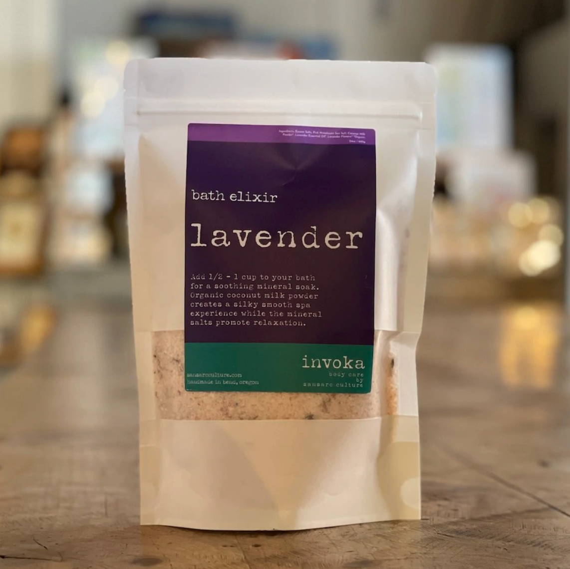 Invoka Bath Elixir, Lavender Glass Jar – Sansarc Culture